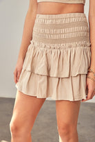 Contrast Smocking Detail Skort - RARA Boutique 