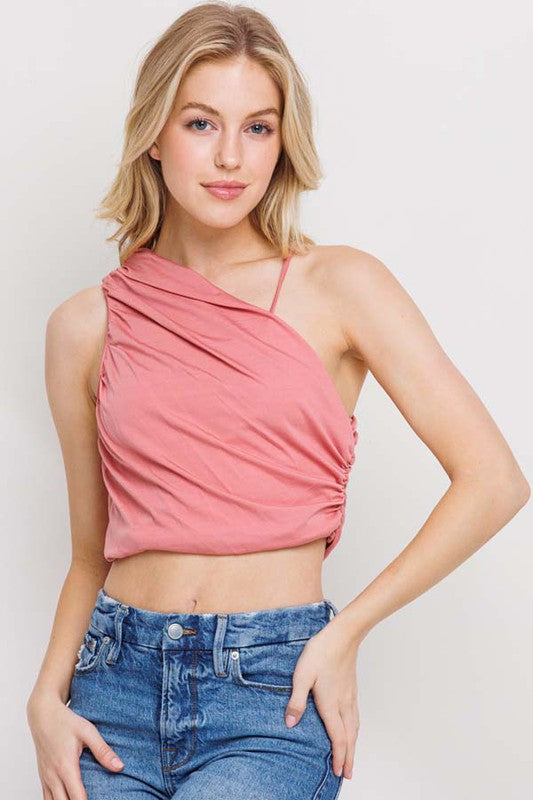 Matte Jersey One Shoulder Crop Top - RARA Boutique 