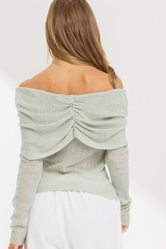 Off the Shoulder Twist Front Sweater Top - RARA Boutique 