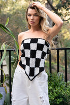 Versatile Checker Sweater Scarf Triangle Top - POL - RARA Boutique 