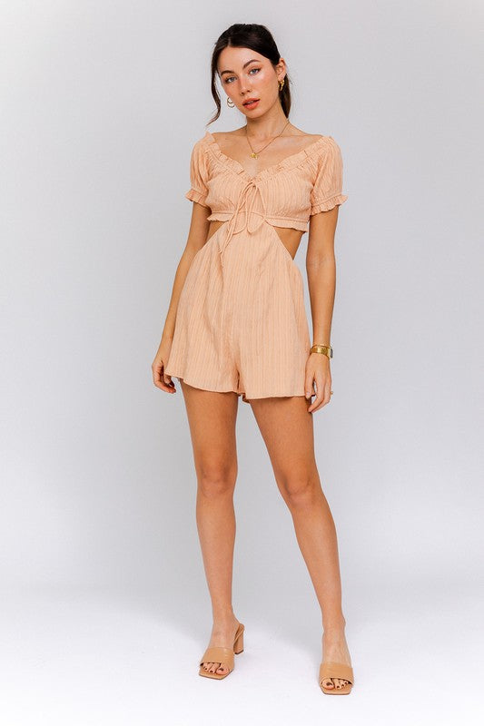 Off-Shoulder Cutout Romper - RARA Boutique 