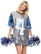 Sequin Game Day "4" Jersey T-Shirt Dress - RARA Boutique 