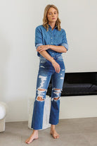 Distressed High Rise Ankle Straight Leg Jeans - Flying Monkey - RARA Boutique 