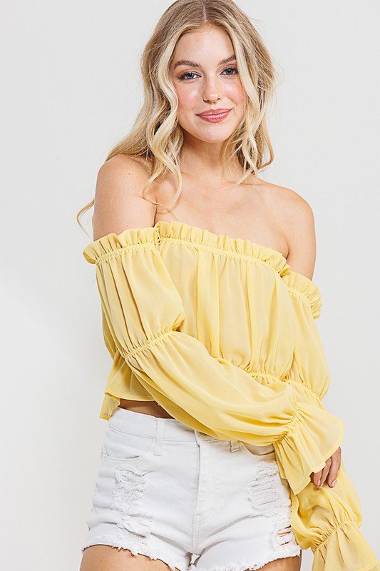 Long Sleeve Off The Shoulder Wooldobby Top - Rara Boutique 