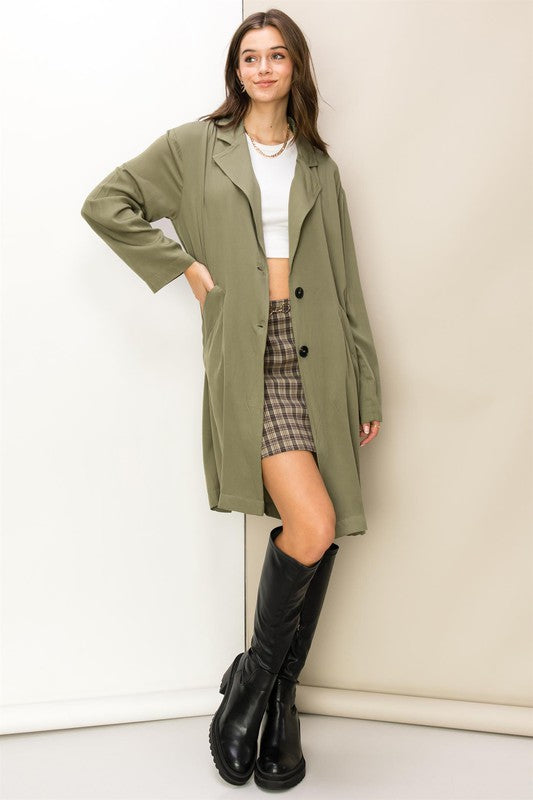 Button-Front Oversized Coat- HYFVE - RARA Boutique 