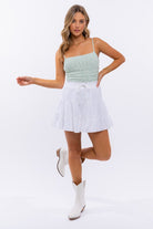 Smocked Waist Flare Mini Skirt - RARA Boutique 