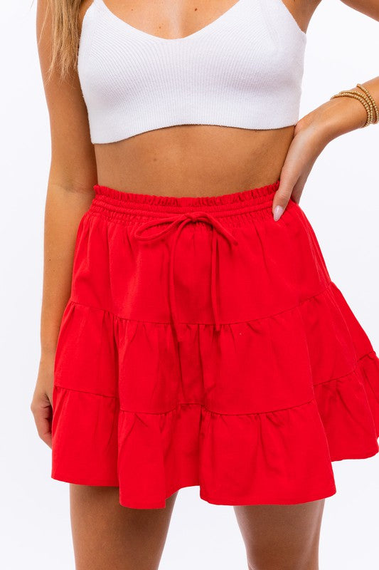 Smocked Waist Flare Mini Skirt - RARA Boutique 