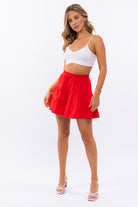 Smocked Waist Flare Mini Skirt - RARA Boutique 