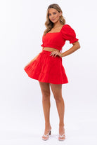 Smocked Waist Flare Mini Skirt - RARA Boutique 