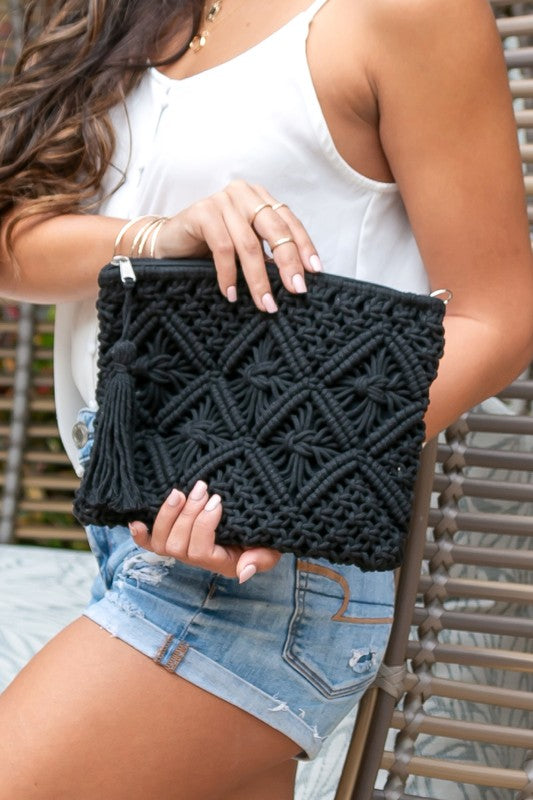 Macrame Tassel Clutch Bag - RARA Boutique 