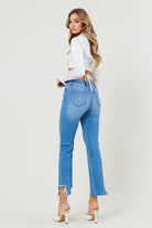 Mid Rise Straight Leg Shark Bite Ankle Jeans - Vibrant M.i.U - RARA Boutique 