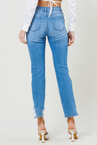 Mid Rise Straight Leg Shark Bite Ankle Jeans - Vibrant M.i.U - RARA Boutique 