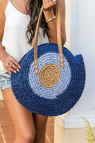 Evil Eye Straw Circle Tote - Rara Boutique 