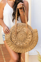 Evil Eye Straw Circle Tote - Rara Boutique 