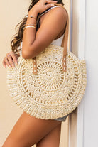 Evil Eye Straw Circle Tote - Rara Boutique 