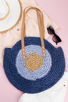 Evil Eye Straw Circle Tote - Rara Boutique 