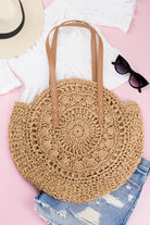 Evil Eye Straw Circle Tote - Rara Boutique 