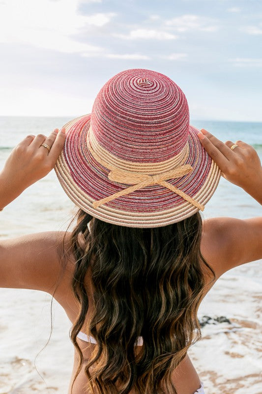 Multi-Stripe Bow Accent Bucket Sunhat - RARA Boutique 