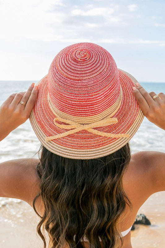 Multi-Stripe Bow Accent Bucket Sunhat - RARA Boutique 