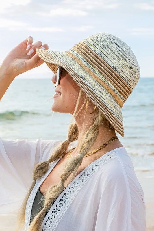 Multi-Stripe Bow Accent Bucket Sunhat - RARA Boutique 