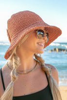 Bow Accent Woven Straw Bucket Sun Hat - RARA Boutique 