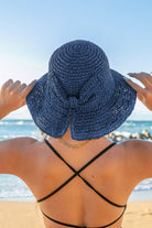 Bow Accent Woven Straw Bucket Sun Hat - RARA Boutique 