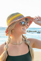 Rainbow Woven Straw Bucket Hat - RARA Boutique 