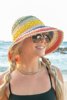 Rainbow Woven Straw Bucket Hat - RARA Boutique 