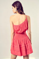 Pleated Detail One Shoulder Cami Mini Dress - RARA Boutique 