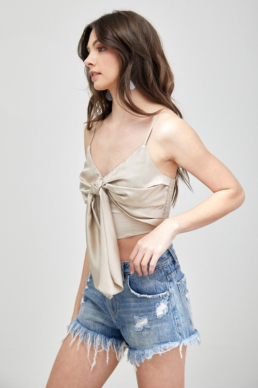 Front Tie-Up Cami Crop Top - RARA Boutique 