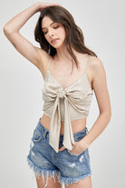 Front Tie-Up Cami Crop Top - RARA Boutique 