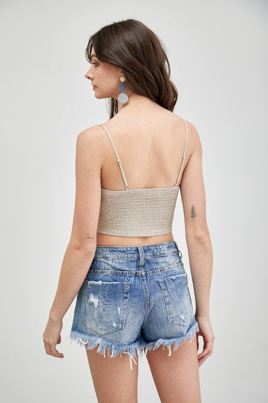 Front Tie-Up Cami Crop Top - RARA Boutique 