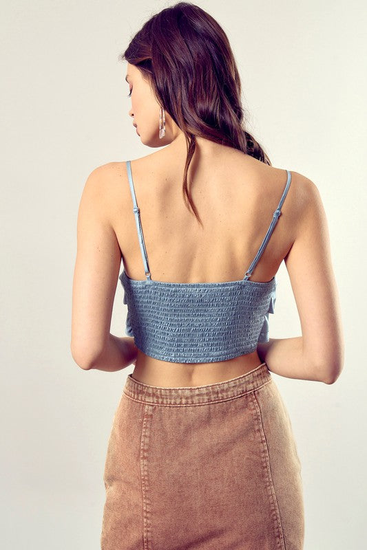 Front Tie-Up Cami Crop Top - RARA Boutique 