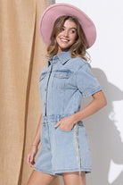 Washed Denim Overall Romper - RARA Boutique 