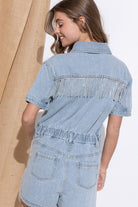 Washed Denim Overall Romper - RARA Boutique 