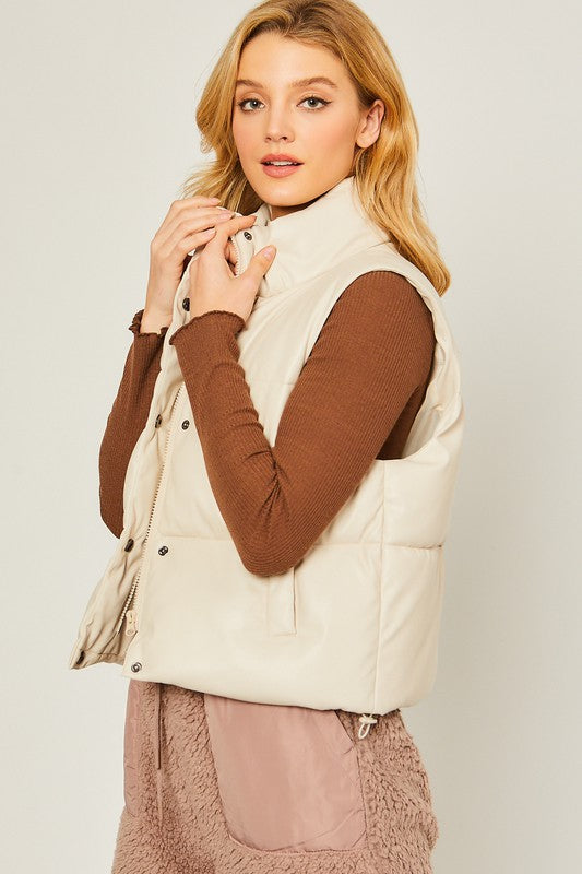 PU Padded Puffer Vest - RARA Boutique 