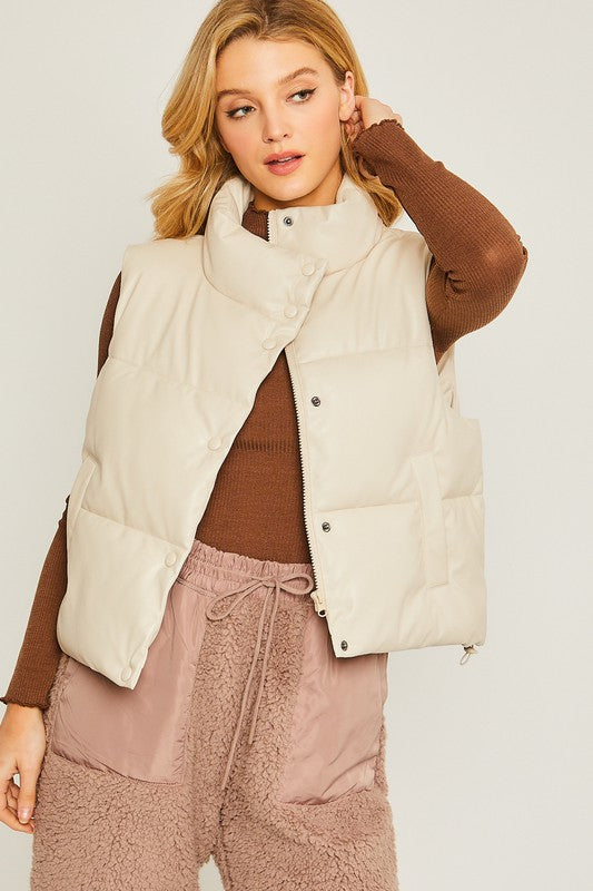 PU Padded Puffer Vest - RARA Boutique 