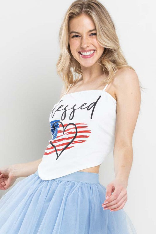 Blessed USA American Flag Bandanna Top - RARA Boutique 