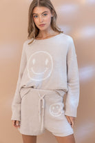 Cozy Soft Happy Face Top with Shorts Set - RARA Boutique 