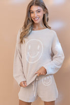 Cozy Soft Happy Face Top with Shorts Set - RARA Boutique 