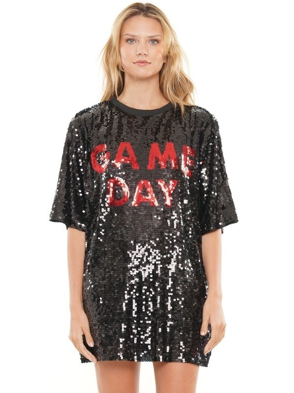 Game Day Sequin T-Shirt Dress - RARA Boutique 