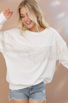 Rhinestone Fringe Pullover Top - RARA Boutique 