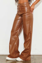 Vegan Leather Wide Leg Pants - RARA Boutique 