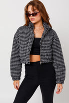 Tweed Crop Puffer Jacket - RARA Boutique 