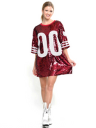 00 Sequin Game Day Jersey T-Shirt Dress - RARA Boutique 