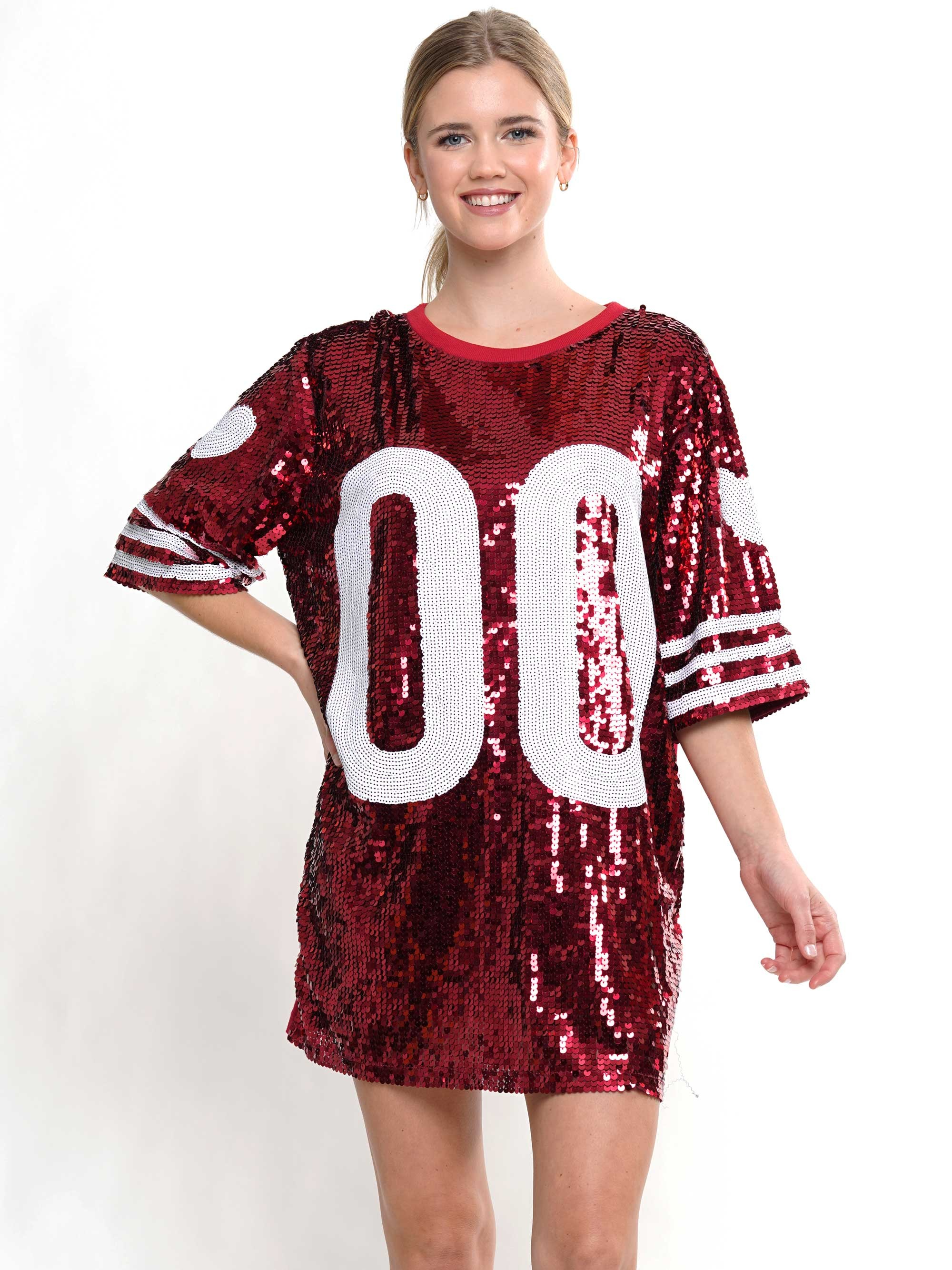 00 Sequin Game Day Jersey T-Shirt Dress - RARA Boutique 