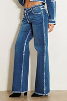 Criss Cross Waist Hand Painted Contrast Hem Wide Leg Jeans - Vibrant M.i.U - RARA Boutique 