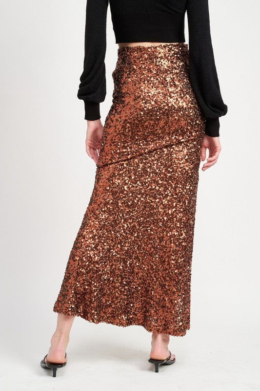 Sequin High Waist Maxi Skirt - RARA Boutique 