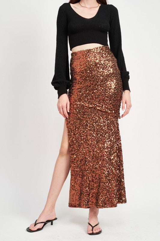 Sequin High Waist Maxi Skirt - RARA Boutique 