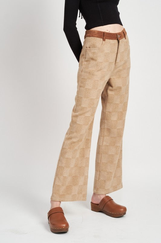 Checkered Pants with Contrast Pockets - RARA Boutique 